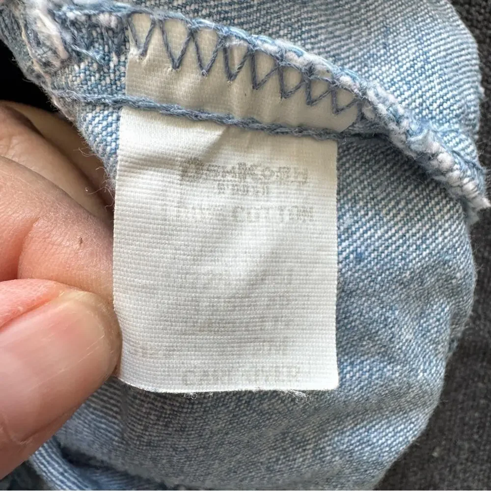 Vintage OshKosh B'Gosh Vestbak Denim Bubble Romper Teddy Bear Trim Size 12 M